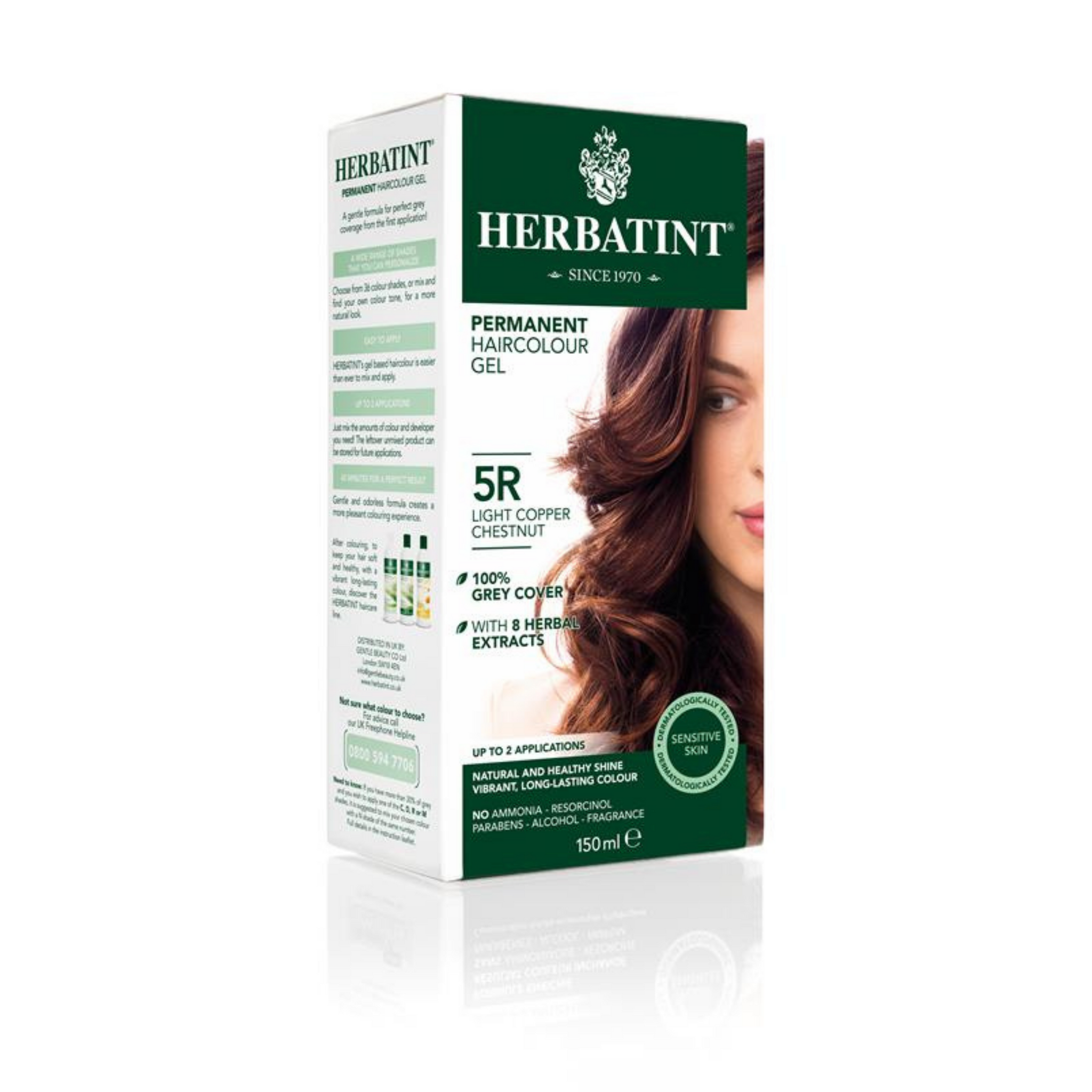 6 x Herbatint Permanent Herbal Hair Colour Gel - 5R Light Copper Chestnut Bundle