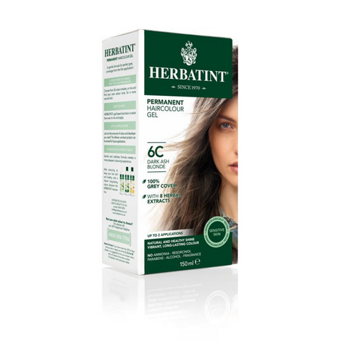 6 x Herbatint Permanent Herbal Hair Colour Gel - 6C Dark Ash Blonde Bundle