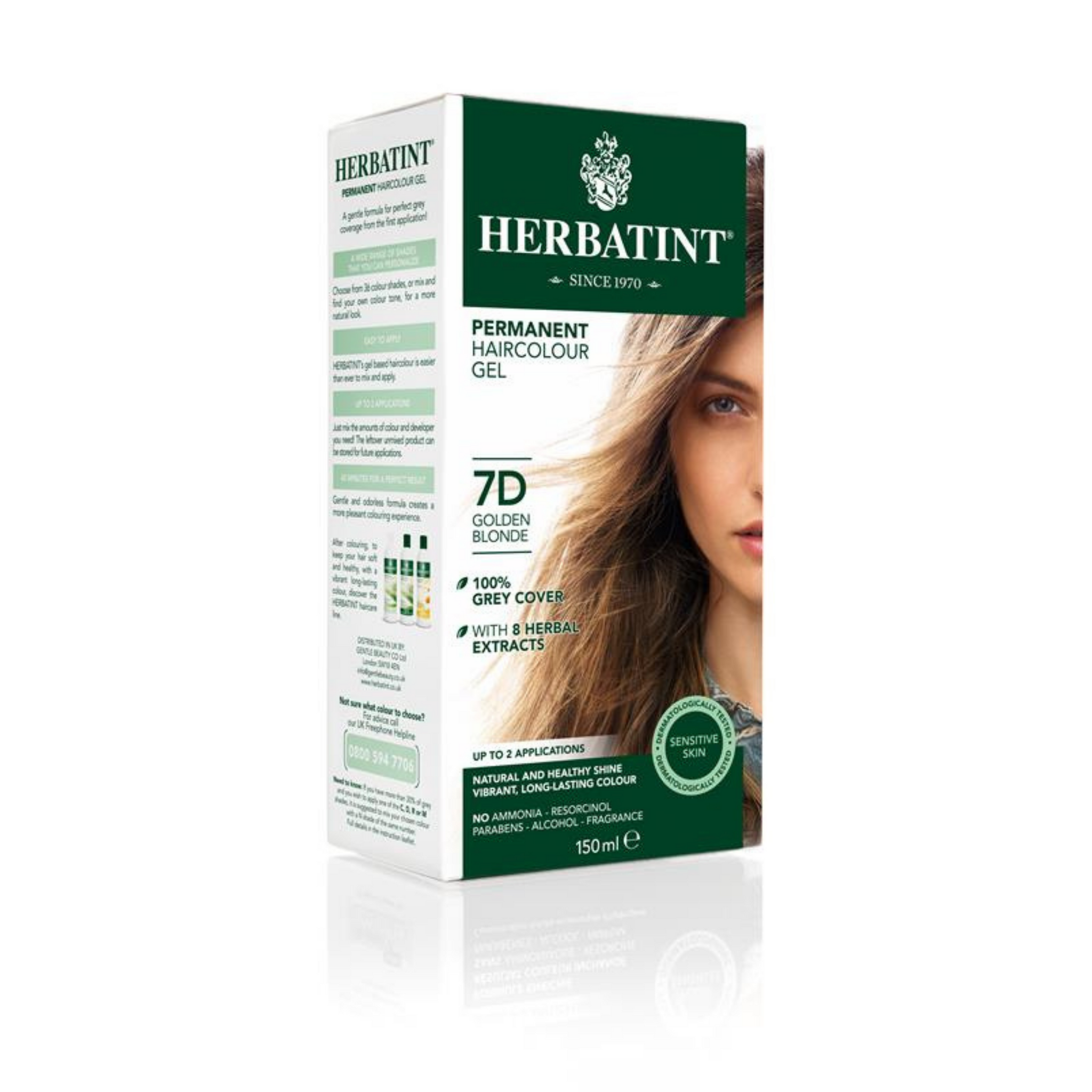 6 x Herbatint Permanent Herbal Hair Colour Gel - 7D Golden Blonde Bundle