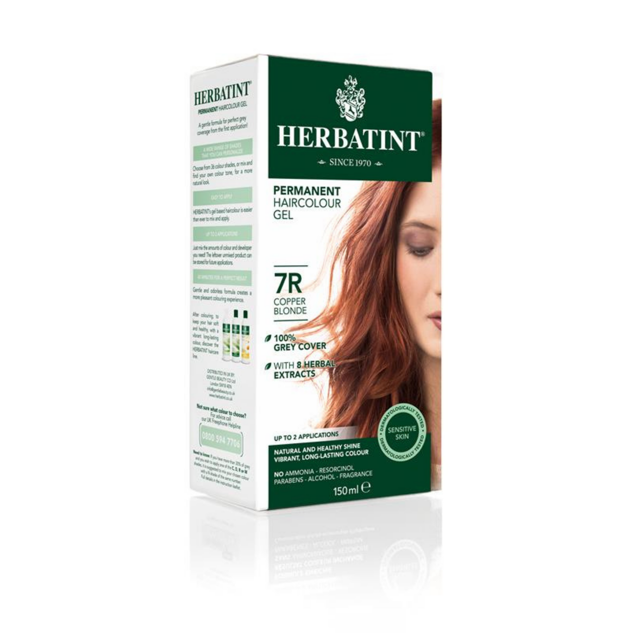 6 x Herbatint Permanent Herbal Hair Colour Gel - 7R Copper Blonde Bundle