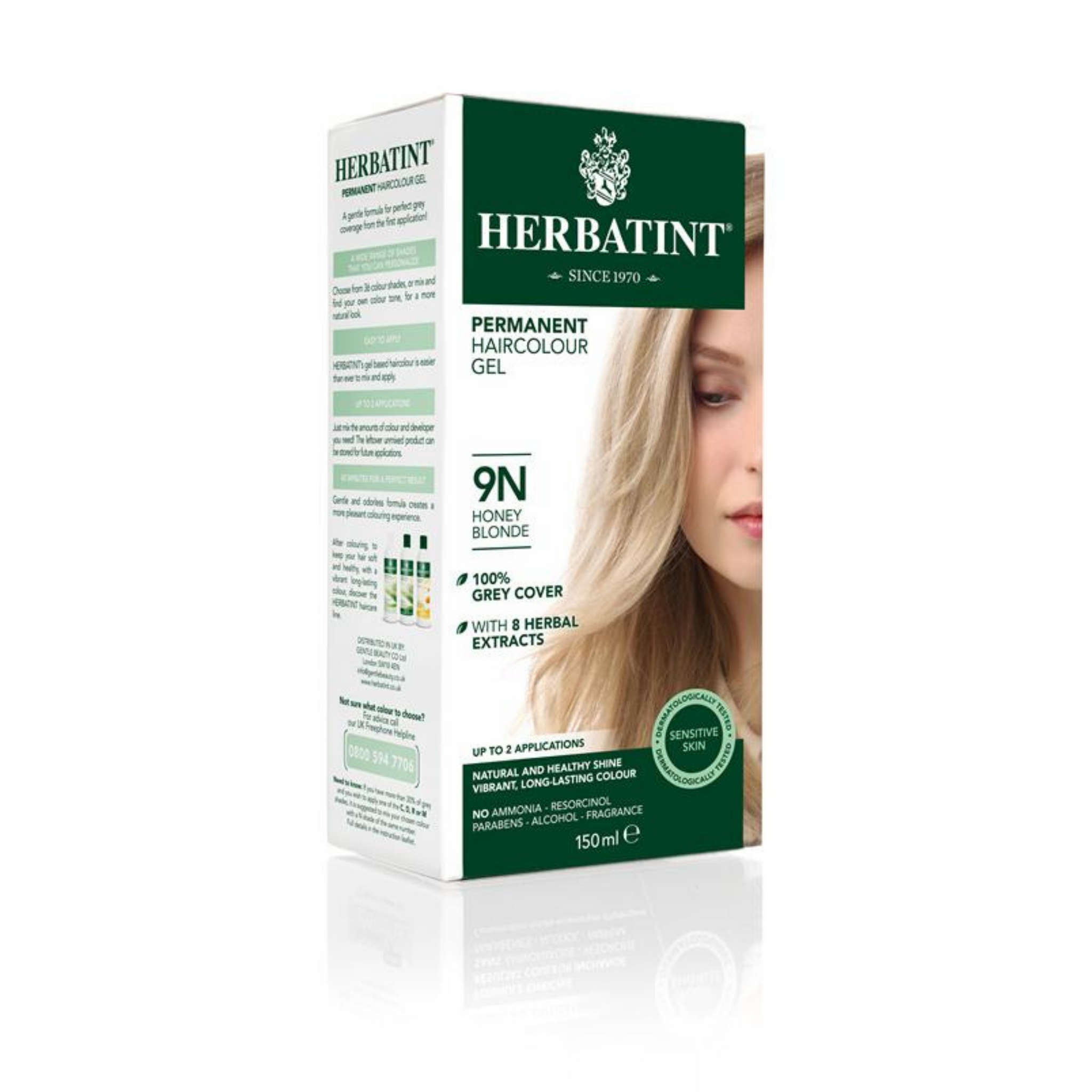 6 x Herbatint Permanent Herbal Hair Colour Gel - 9N Honey Blonde Bundle