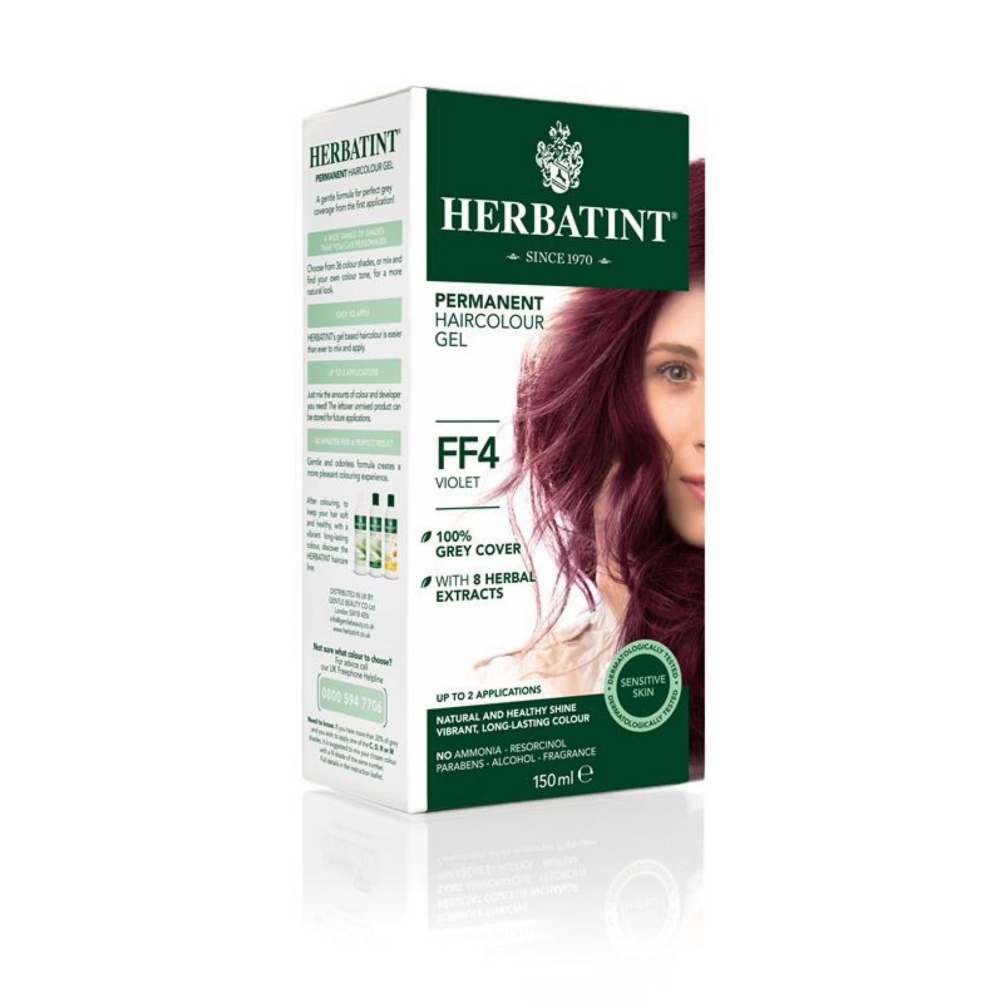 6 x Herbatint Permanent Herbal Hair Colour Gel - FF4 Violet Bundle