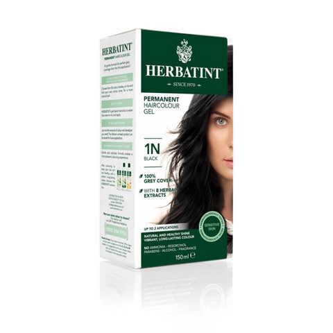 6 x Herbatint Permanent Herbal Hair Colour Gel 1N - Black Bundle